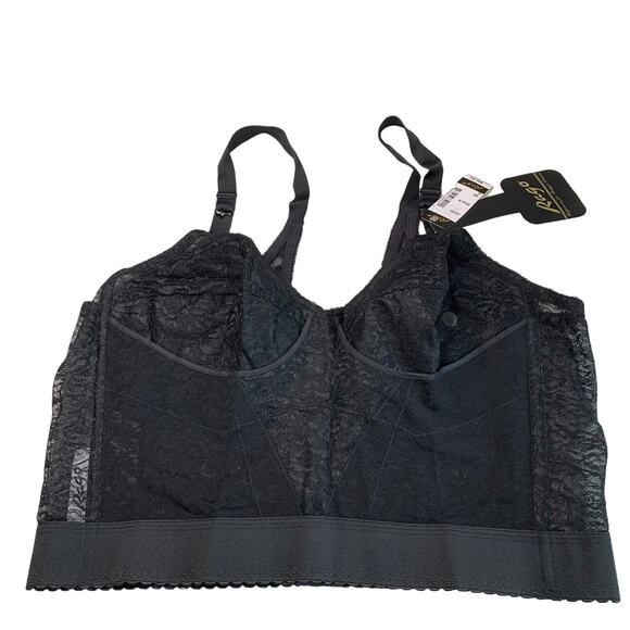Rago Women's Long Line Bra Style 2202 Black Lace 48B - Picture 1 of 5
